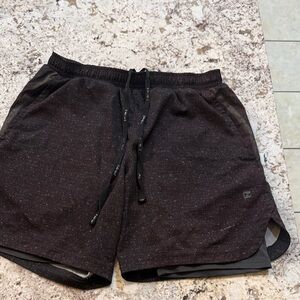 Hind Black Speckled Athletic Shorts with Drawstring